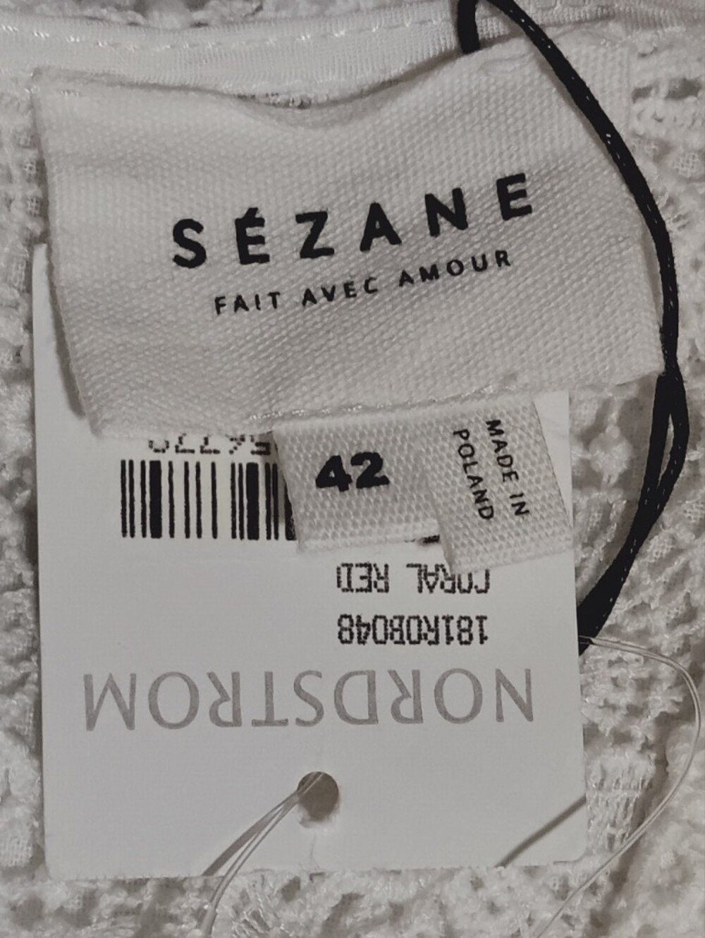 NWT Sezane white lace and red colorblock dress, size 42 - Picture 9 of 15